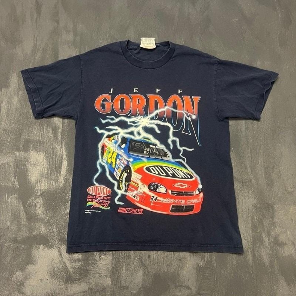 Vintage Jeff Gordon Shirt Mens‎ Medium Blue 1990s Nascar Thunder Power